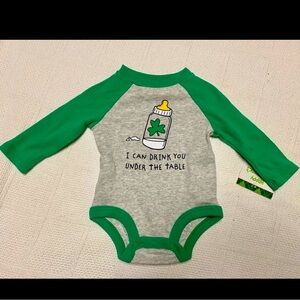 NEW St Patrick’s Day bodysuit outfit baby boy baby girl drinking milk bottle